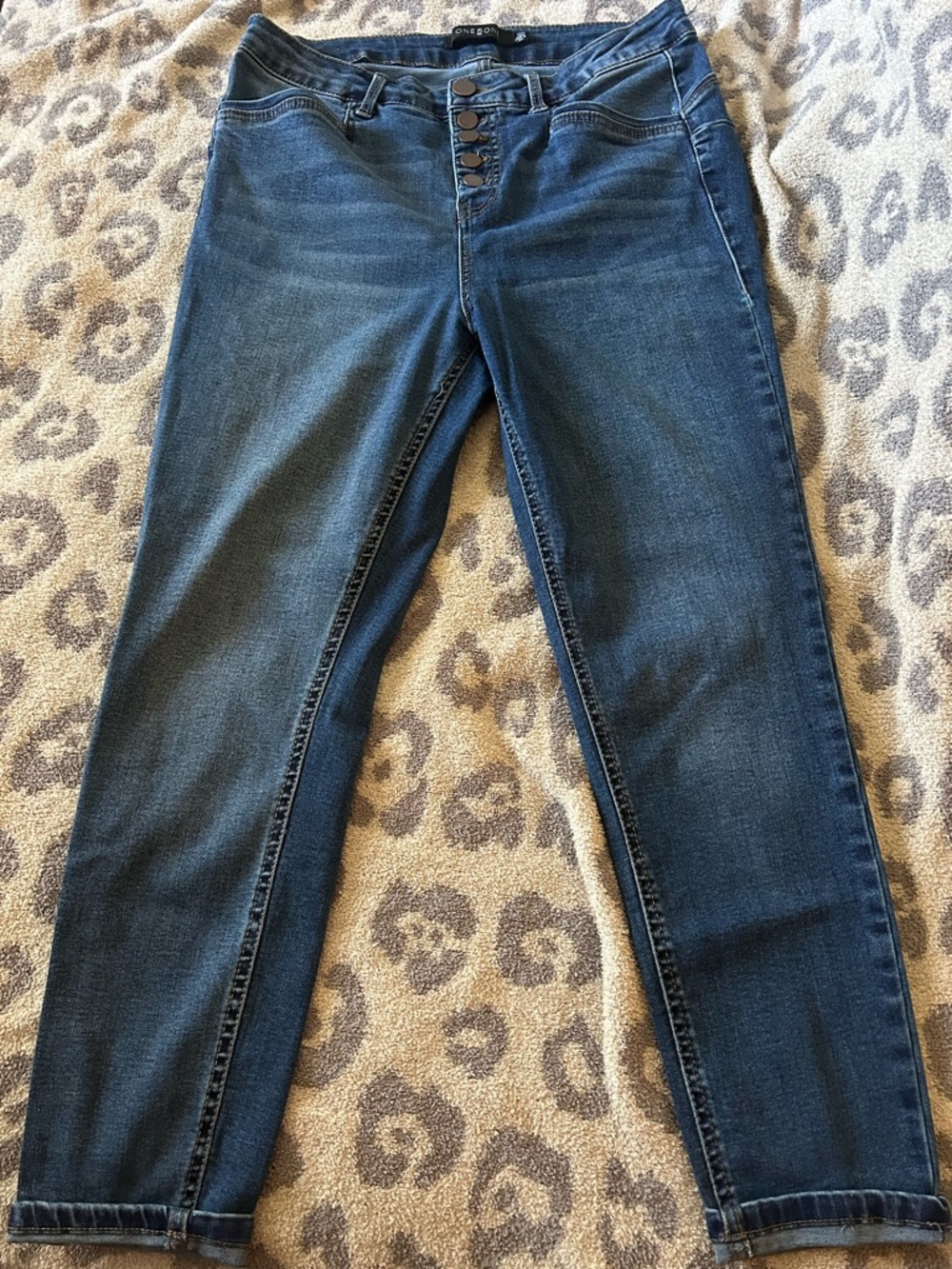 Cropped Button-Fly Dark Blue Women’s Jeans